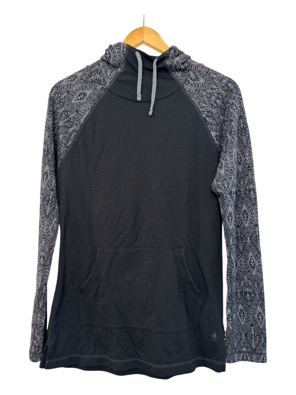 Smartwool Women’s Merino 250 Thermal Drape Neck Hoodie Black Gray Medium